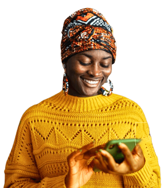 Mighty Finance customer checking her smartphone